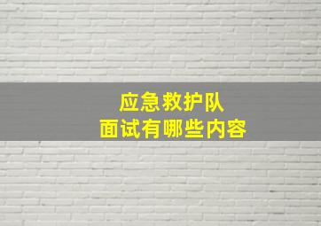 应急救护队 面试有哪些内容